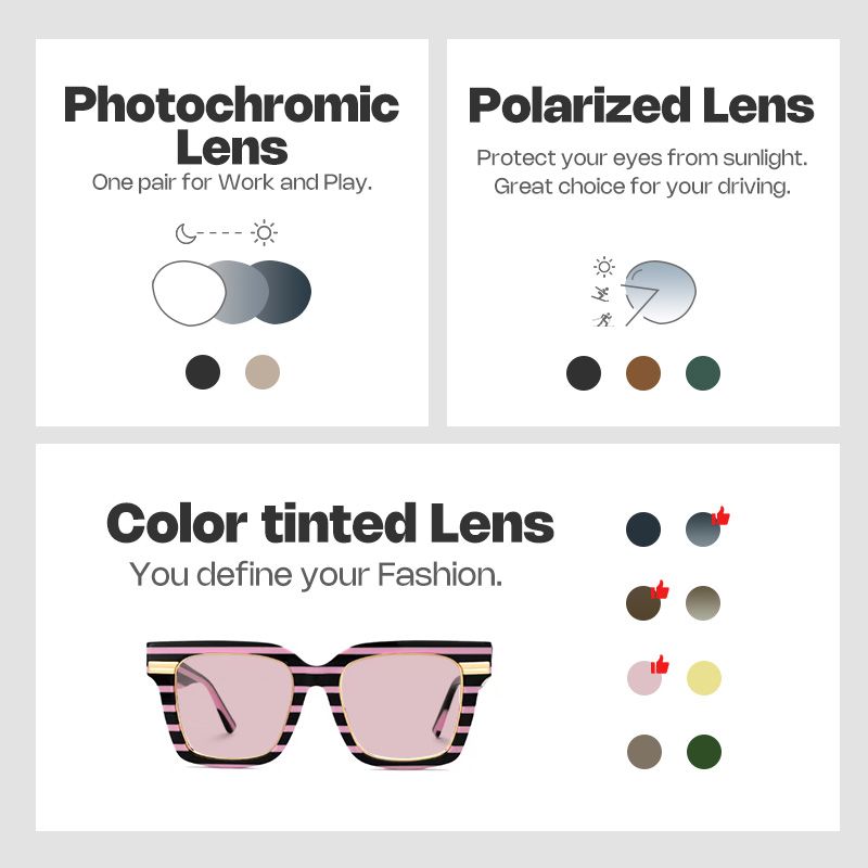 Taylor Square Black Pink Striped Frame Glasses for females | ZEELOOL Canada4