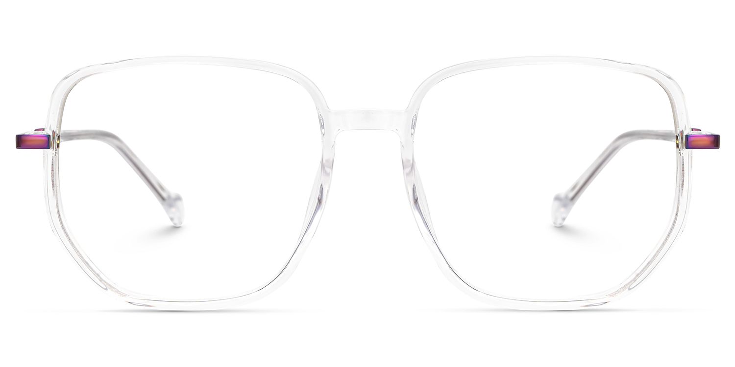 Joana Clear Glasses in Geometric Wide Frame Design | ZEELOOL Canada1
