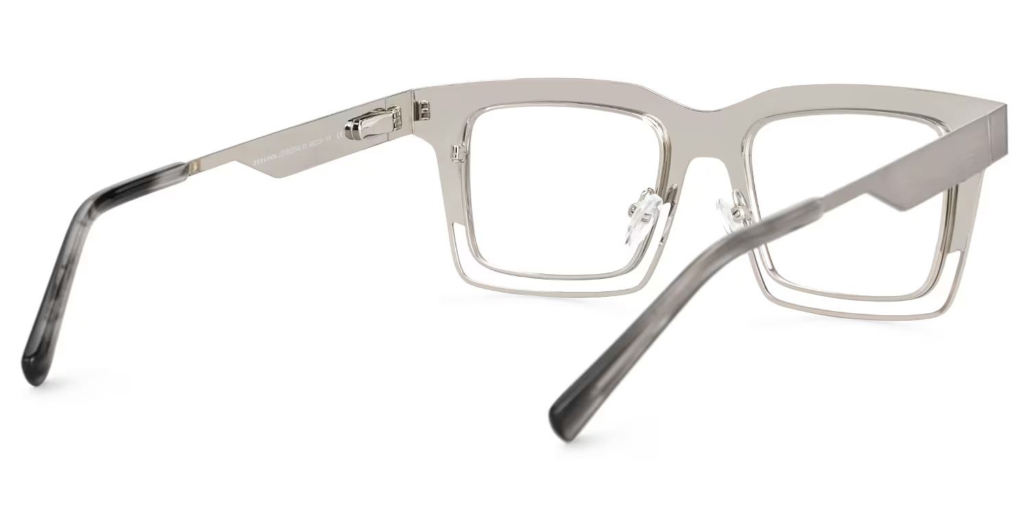 Evan Rectangle Silver Frame Eyeglasses for Males | ZEELOOL Canada4