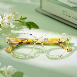 Jett Yellow Clear Square Glasses8