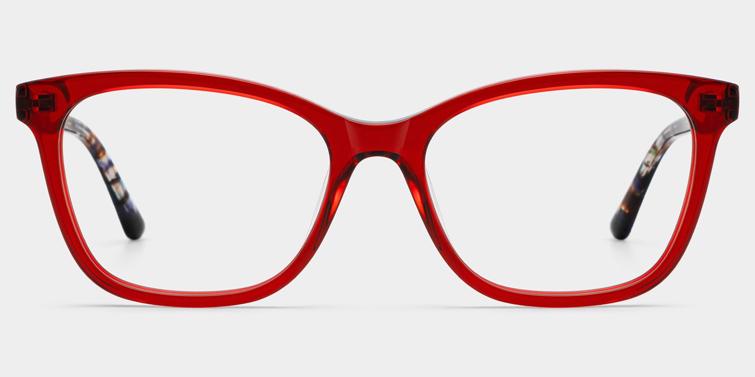 Bella Gardening Red Floral Rectangle Acetate Glasses | ZEELOOL1