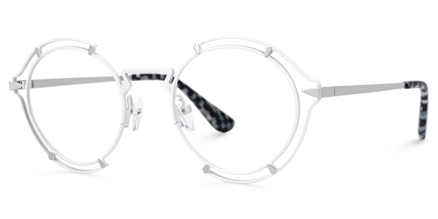 Women's White Glasses With Metal Material1