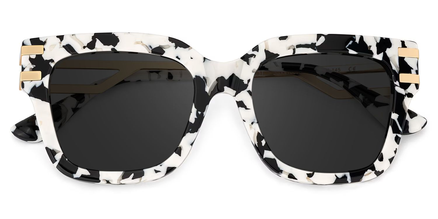 Square Cat-Eye Glasses With Cow Pattern1