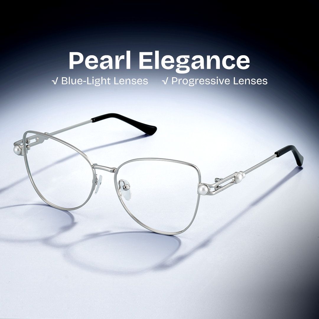 Gaga Eyeglasses in Cat Eye Sliver Frame | ZEELOOL Canada0