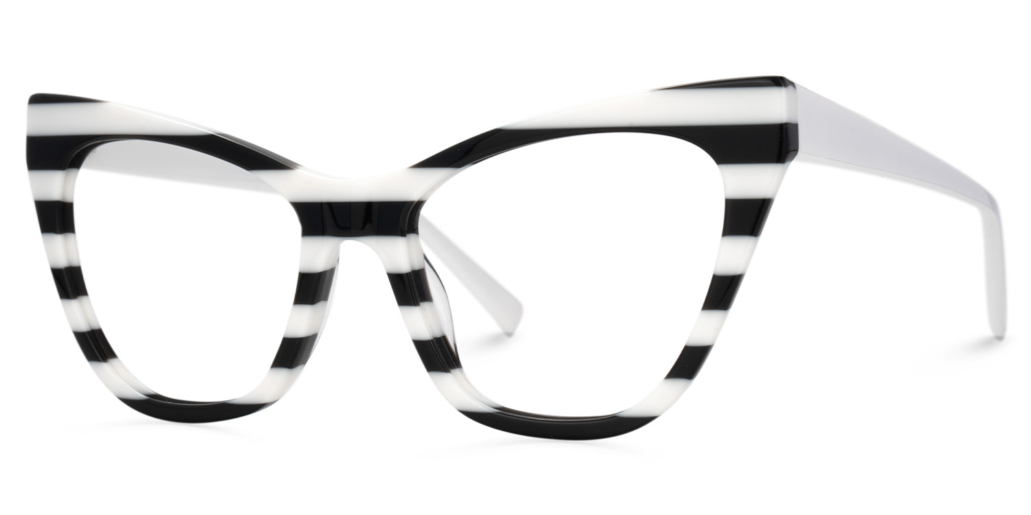Affordable Black and White Striped Eyeglasses - Gallant On Sale1