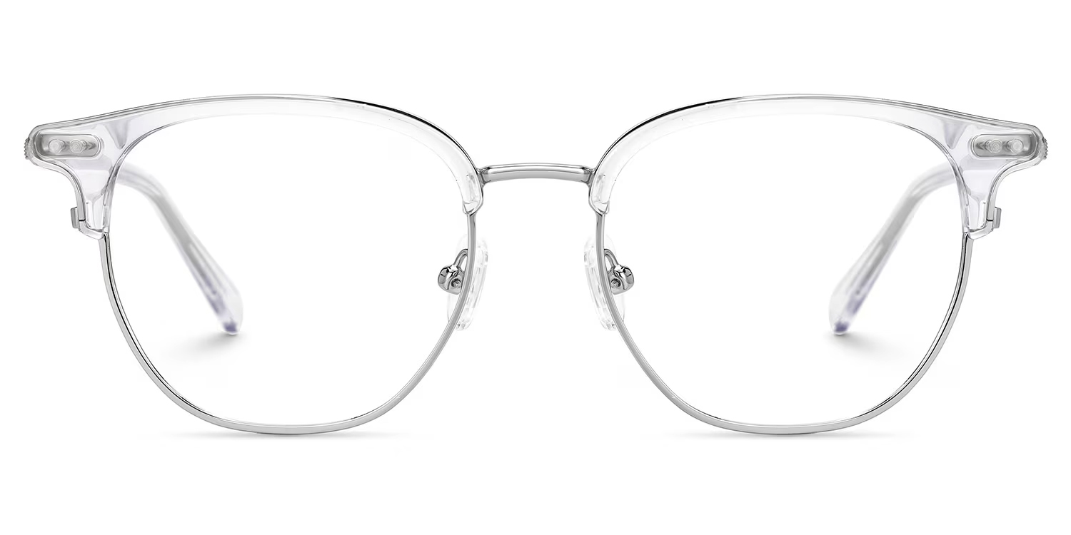 Crystal Mixed-Materials Geometric Eyeglasses- Geno0