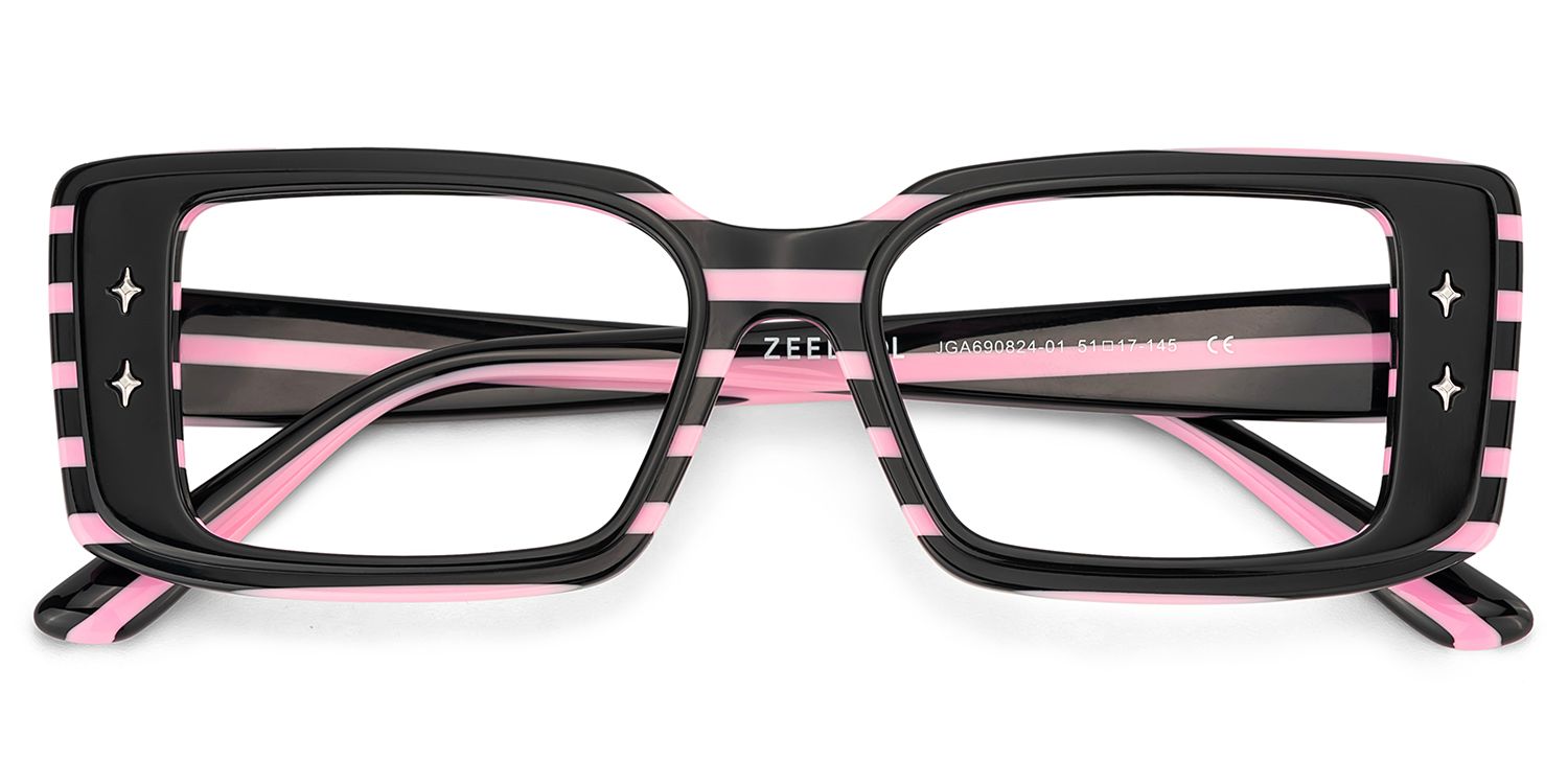Women's Rectangle Eyeglasses Frames With Black and Pink Color2