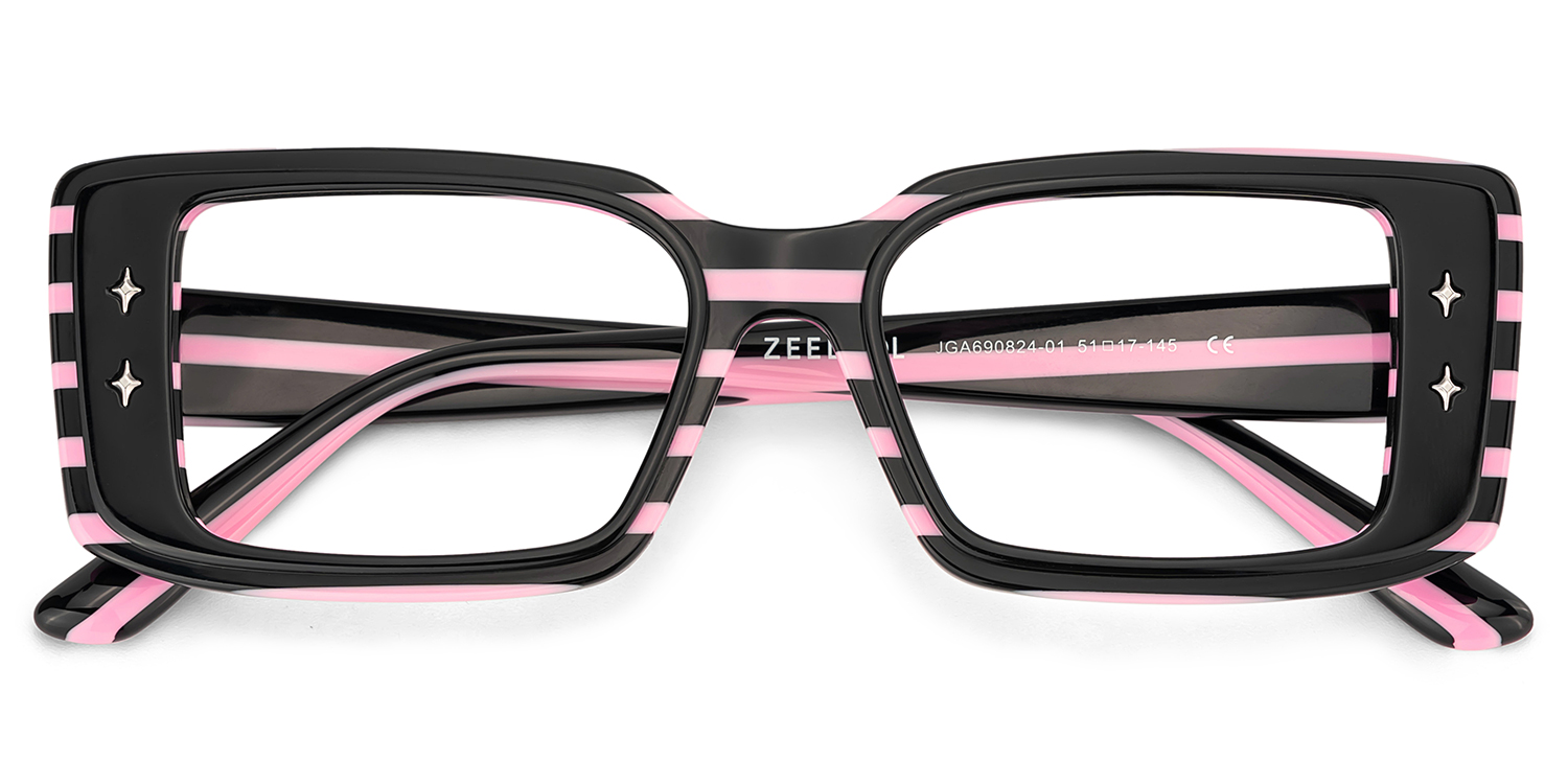 Gleam Rectangle Black Pink Glasses2