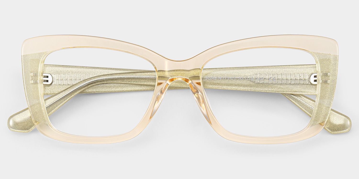Leona Rectangle Gold Glitter Eyeglasses with Bling Frame | ZEELOOL1