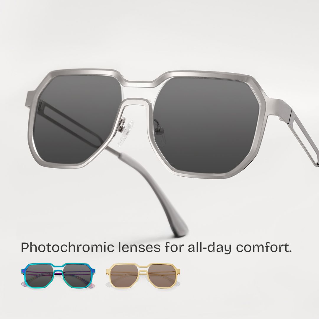 Men's Geometric Glasses in Silver Color1