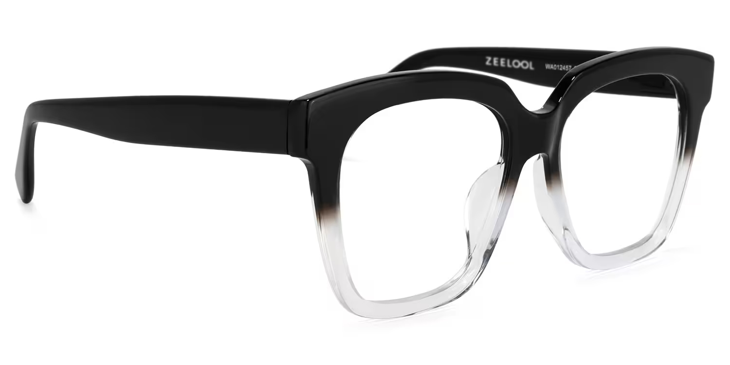 Xion Square Black to Clear Gradient Glasses Ombre Frames2