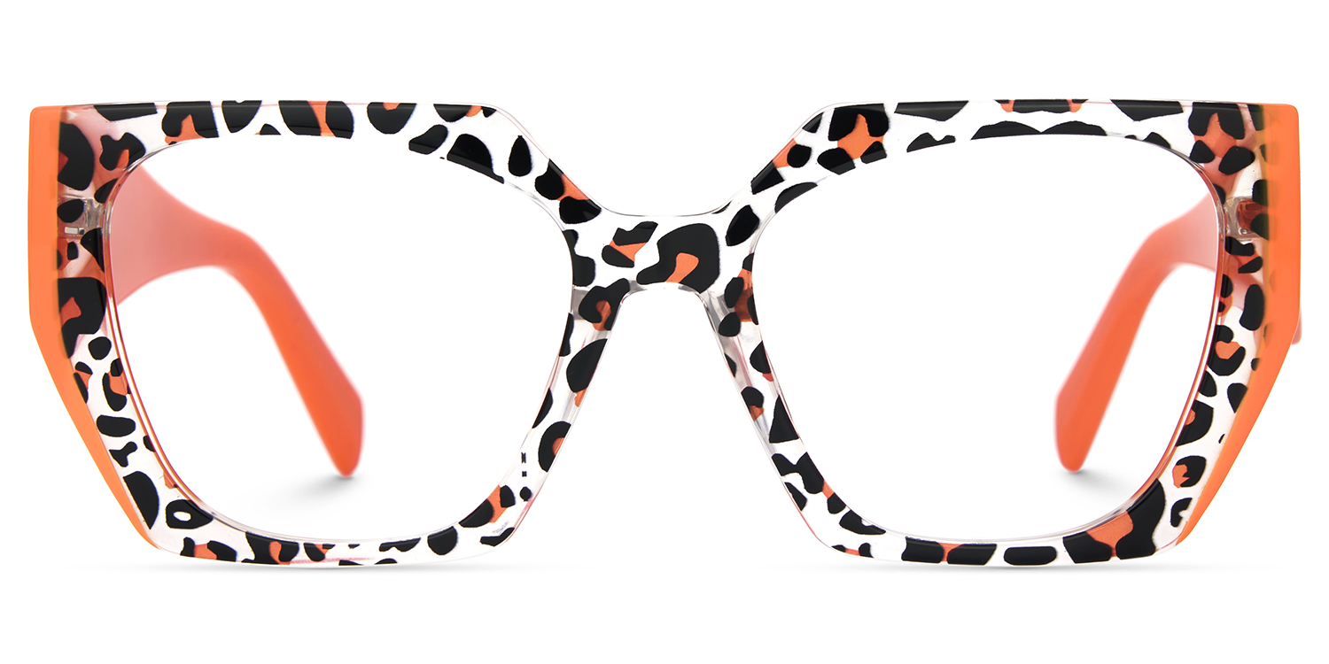 Sileidy Geometric Orange Tortoise Glasses1