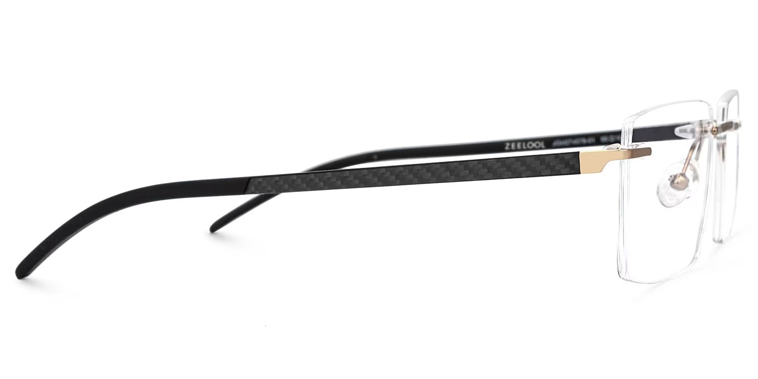 Halstead Rectangle Black Rimless Glasses | ZEELOOL Canada2