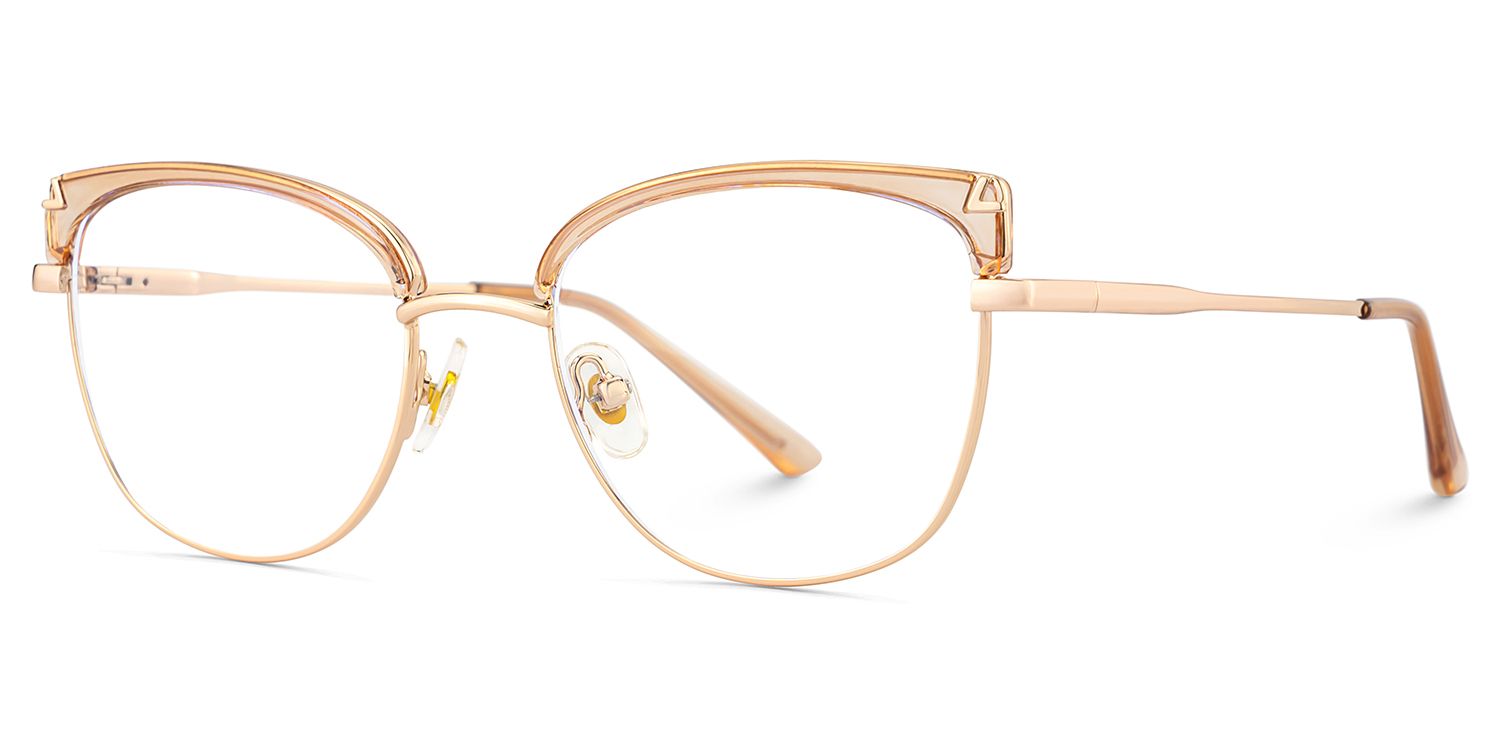 Beau Eyeglasses in Cat eye Beige Gold Frame | ZEELOOL Canada3