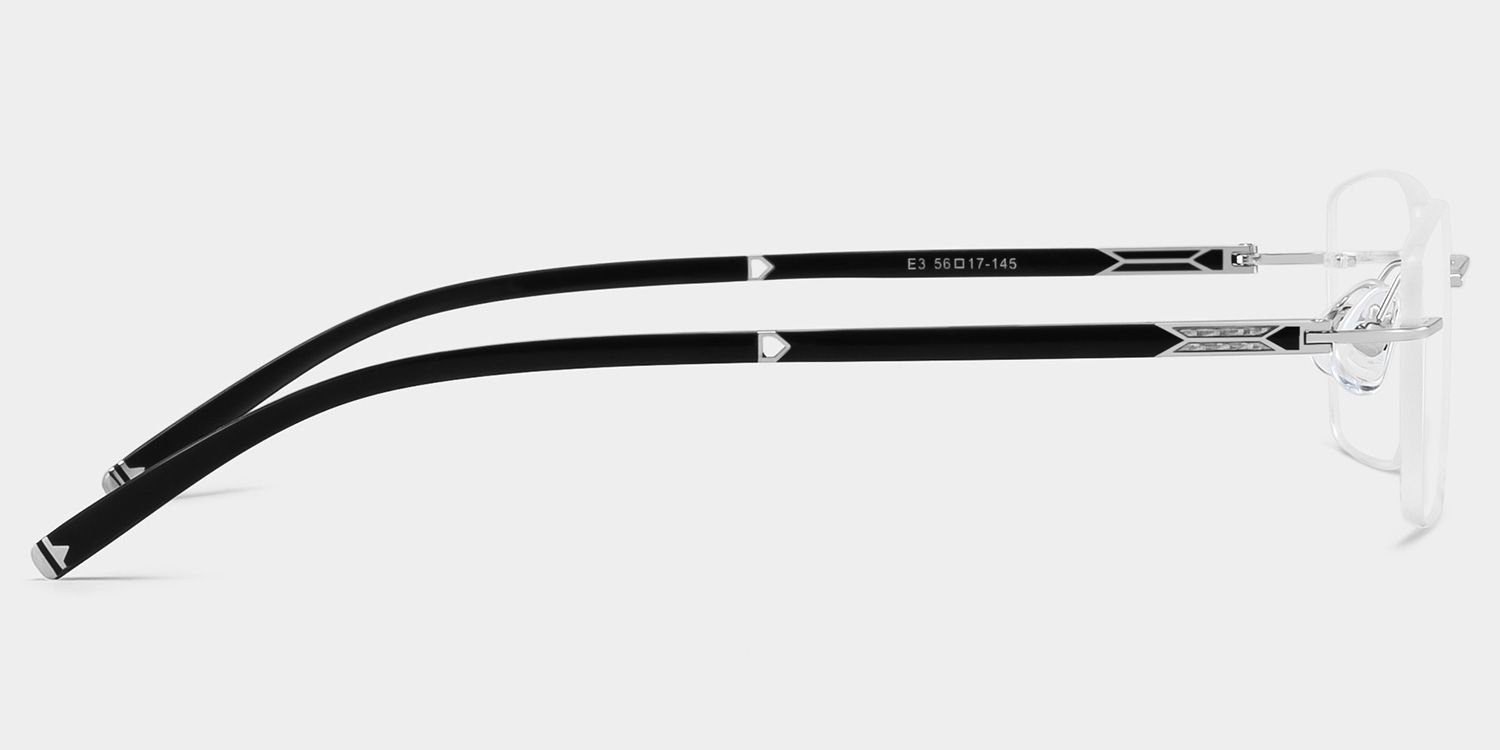 Adeline Silver Rimless Glasses for Men in Rectangle Frame | ZEELOOL3