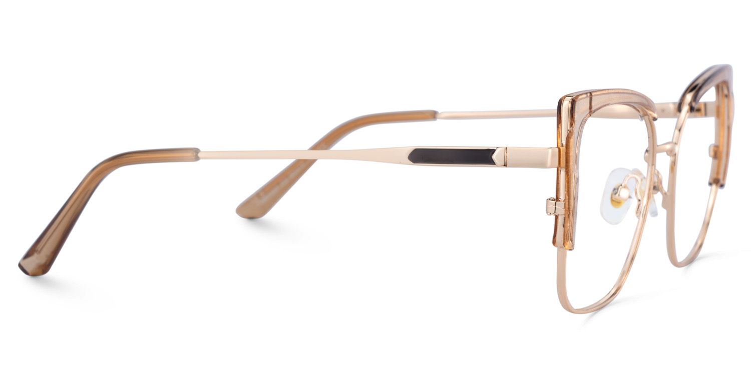 Beige Thin Frame Glasses With Metal Material4