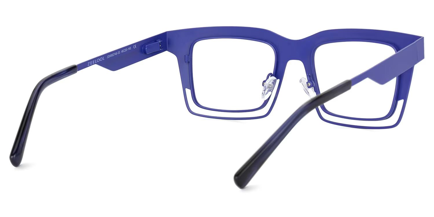 Evan Rectangle Blue Frame Eyeglasses for Males | ZEELOOL Canada3