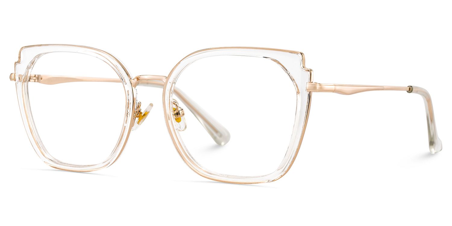 Clear Metal Frame Glasses With Wide Size For Women2