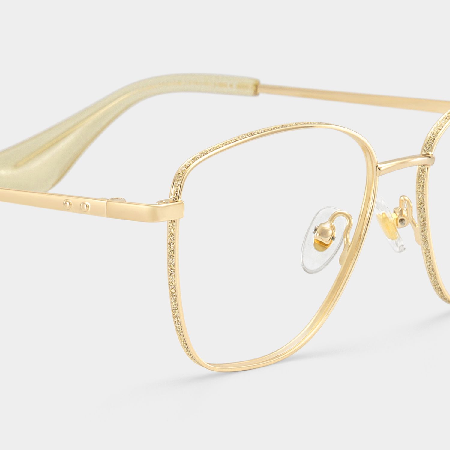 Skyler Square Gold Metal Glitter Frame Glasses | ZEELOOL4