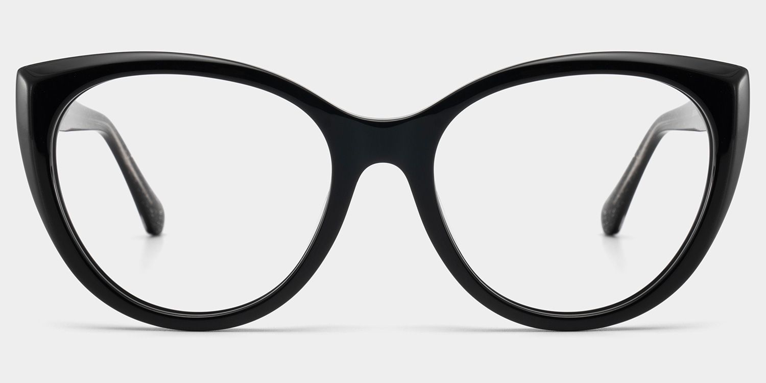 Kiera Black Cat Eye Glasses Frames in Dark Gray Glitter | ZEELOOL0