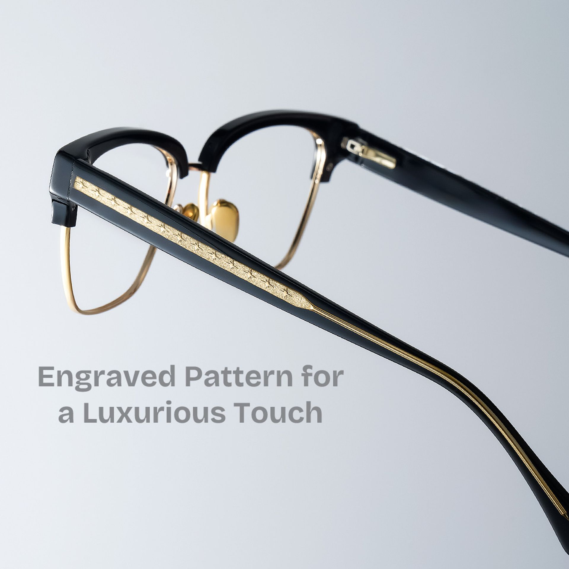 Browline Black Gold Eyeglasses- Ellis Mixed Frame Glasses1