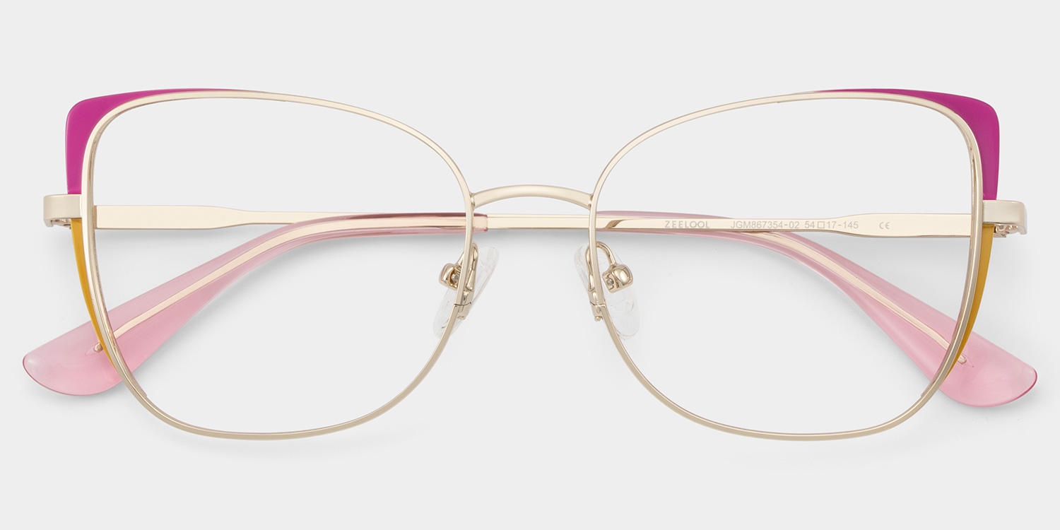 Tessa Pink Gold Frame Glasses with Cat eye Frame Online | ZEELOOL Canada2