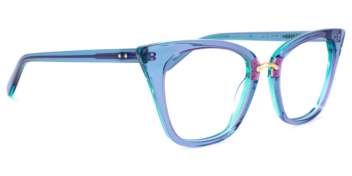 Martha Cat Eye Light-Blue Glasses | ZEELOOL Canada2