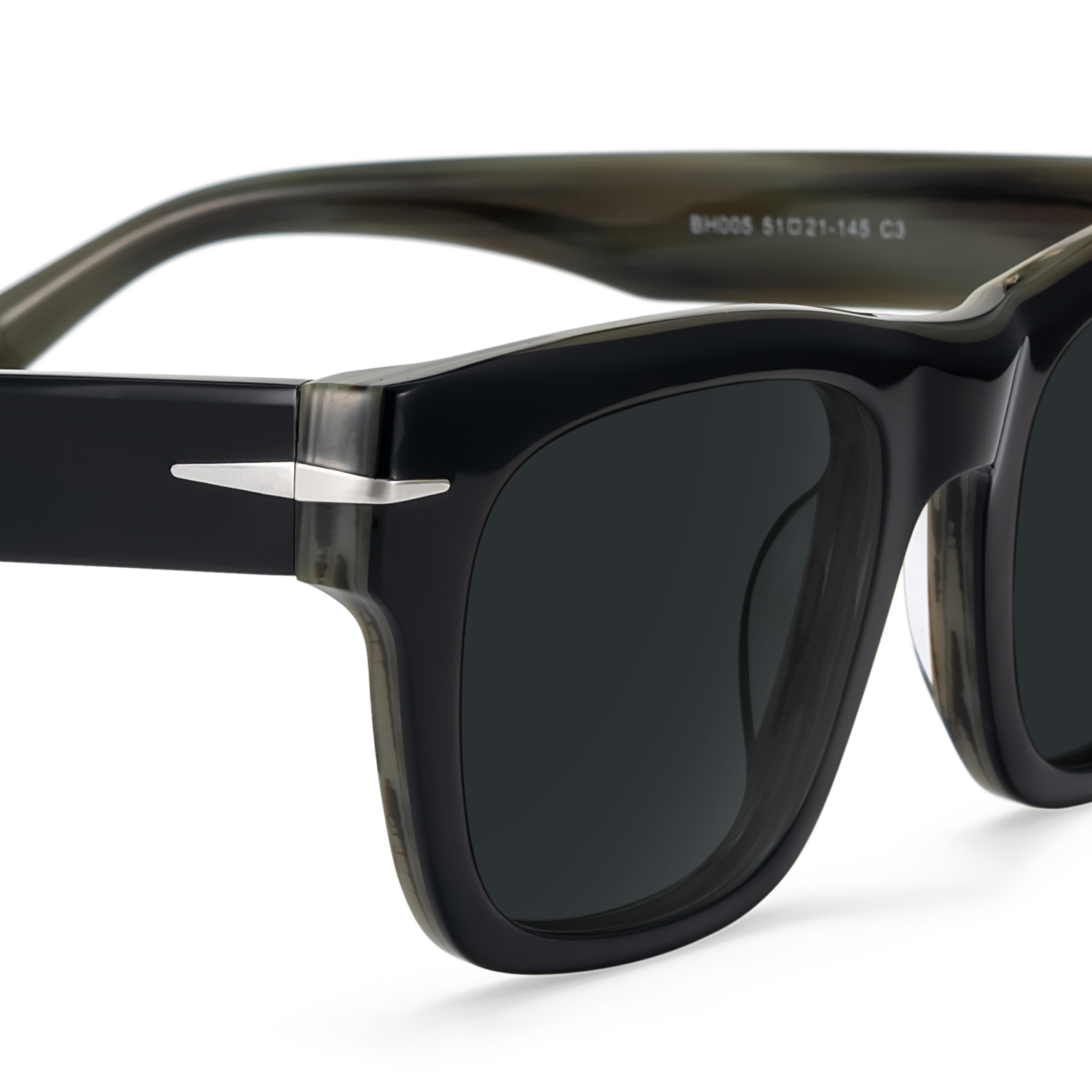 Renzo Rectangle Black Frame Polarized Sunglasses4