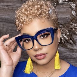 Charmaine Cat Eye Blue-Green Glasses6