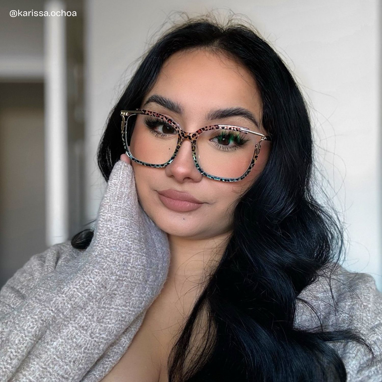 Spring hinges Sidibe Eyeglasses, Sidibe Blue leopard Glasses -Zeelool6