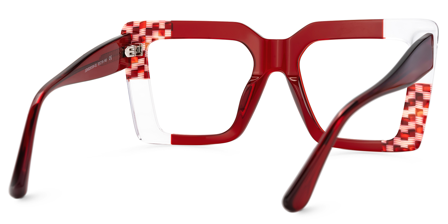 Shamika Big Red Frame Glasses with Rectangle Frames | ZEELOOL Canada3