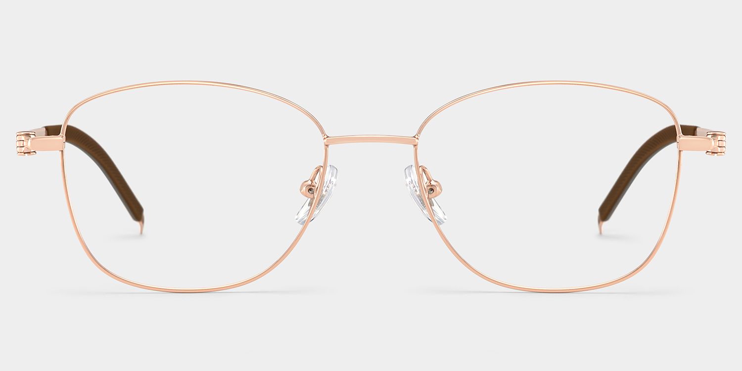 Nicole Gold Wire Frame Glasses in Rectangle Metal Material | ZEELOOL0