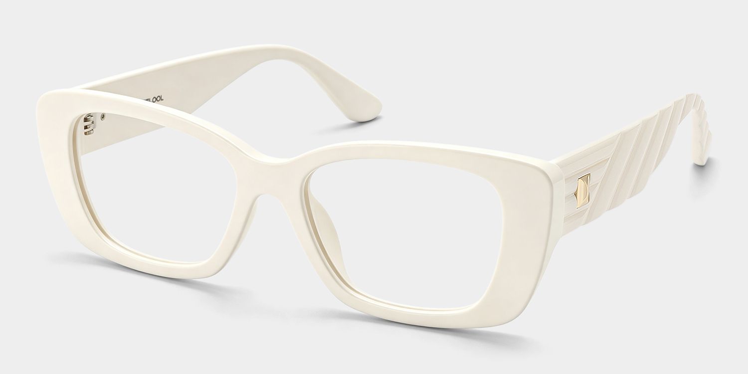 Hannah White Rectangle Frame Eyeglasses | ZEELOOL3