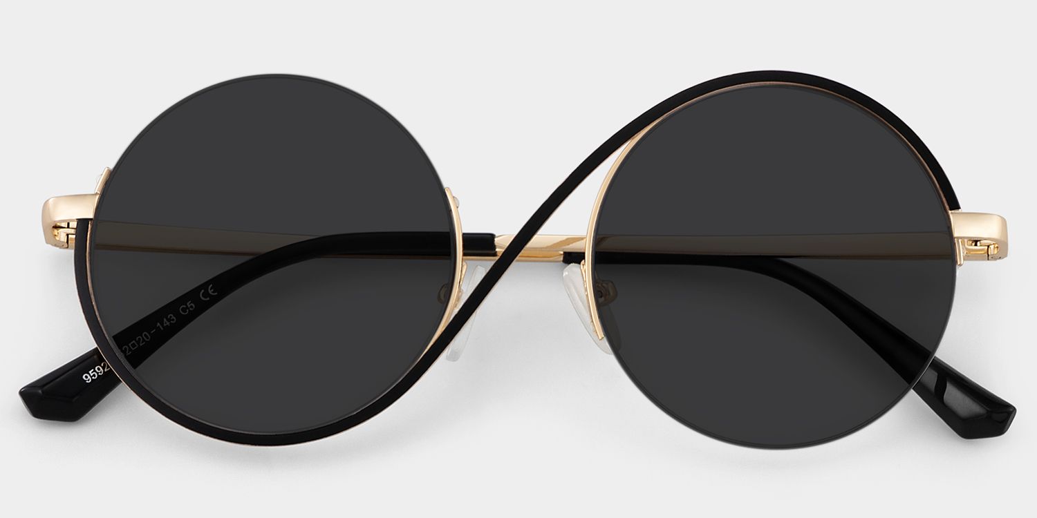 Flozif Round Black Semi Rim Sunglasses | ZEELOOL CA1