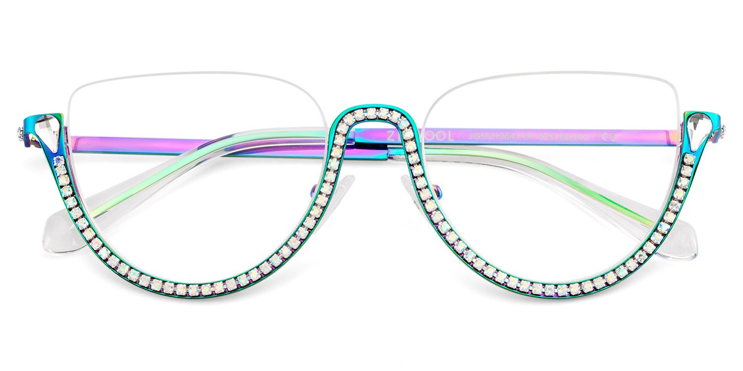 Half Frame Cat Eye Glasses With Shiny Diamonds3