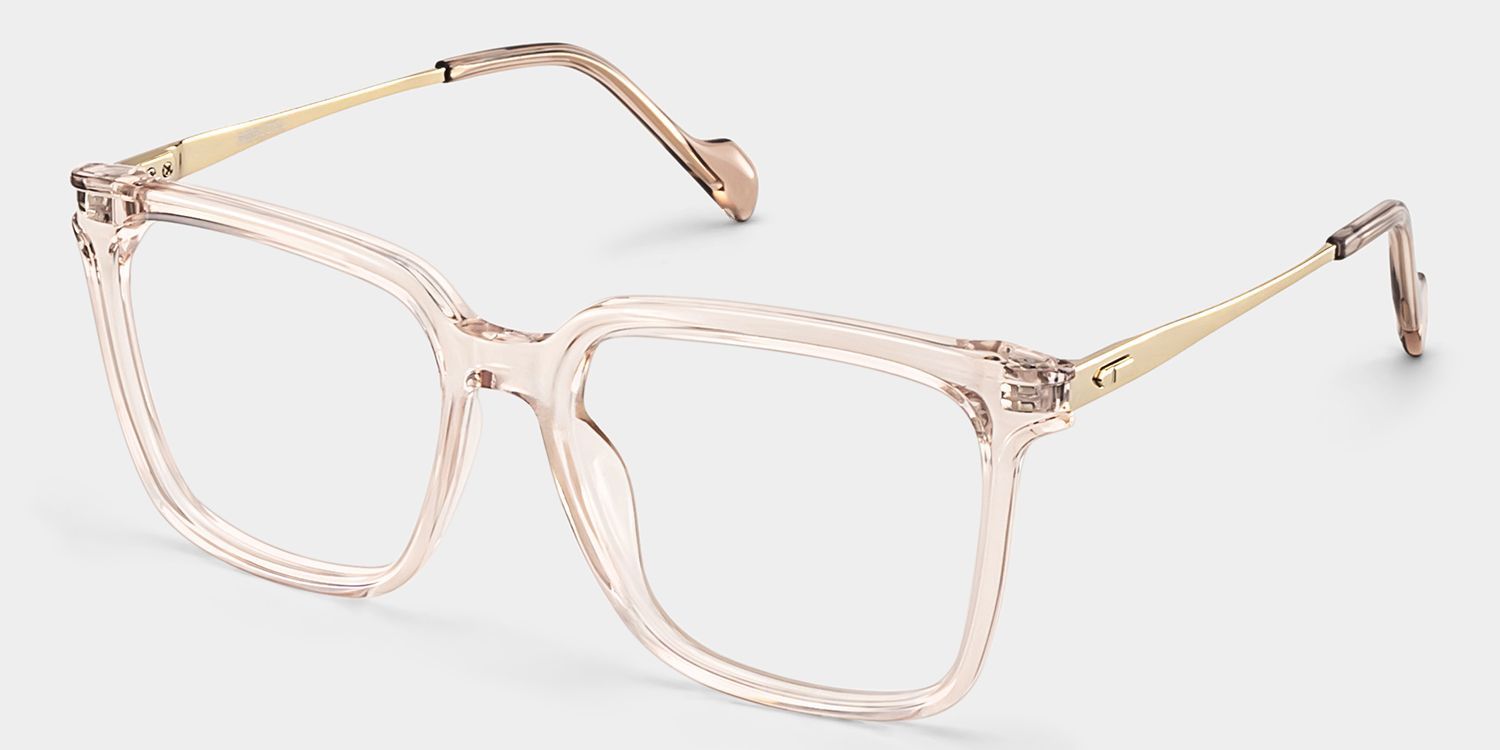 Thin Beige Frame Glasses With Square Shape3
