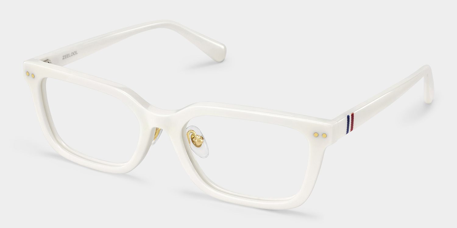 Remy White Rectangle Glasses | Clean Athleisure Style3