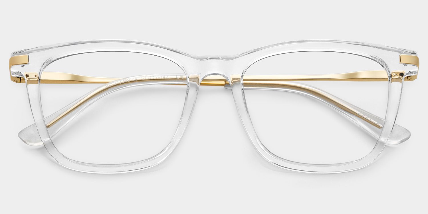 Selena Rectangle Clear White Glasses Bling Frames | ZEELOOL1