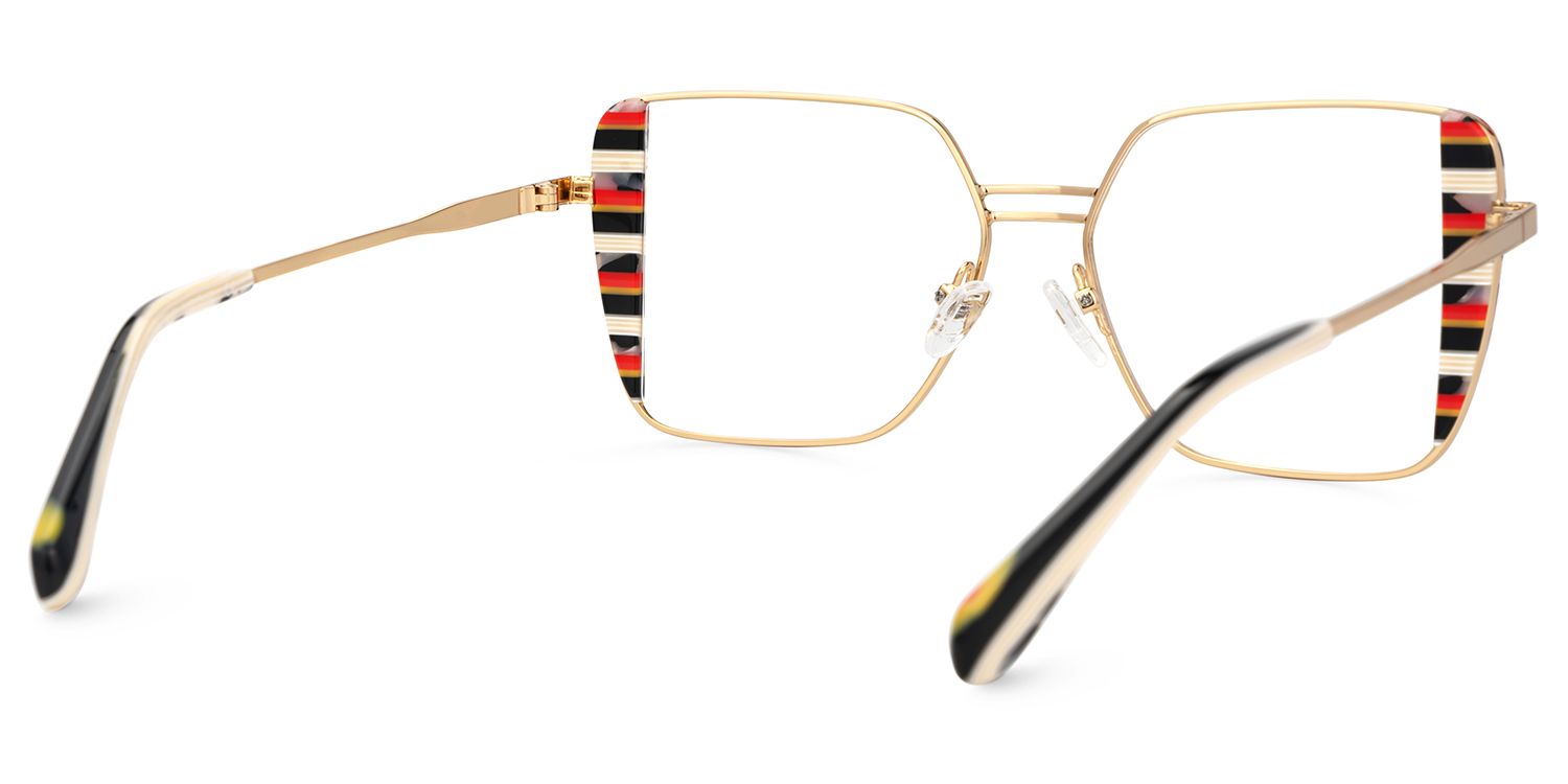 Errica Thin Black Orange Geometric Glasses For Round Face4