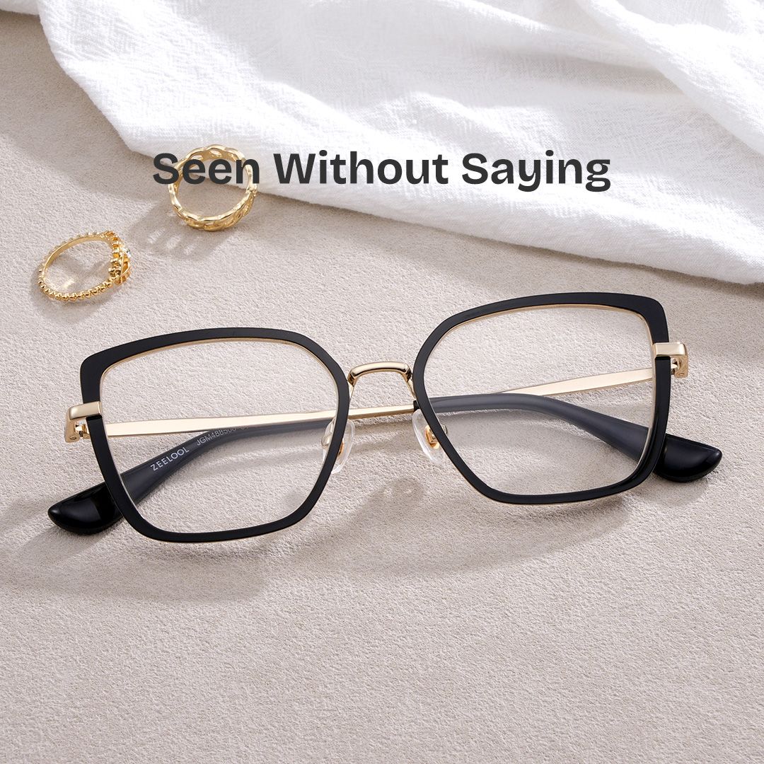 Square Black Eyeglasses- Max Metal Frame Glasses0
