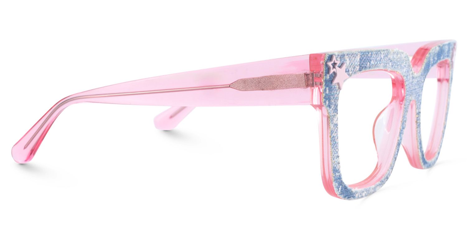 Teresita Thick Blue Denim Glasses in Square Design | ZEELOOL Canada4