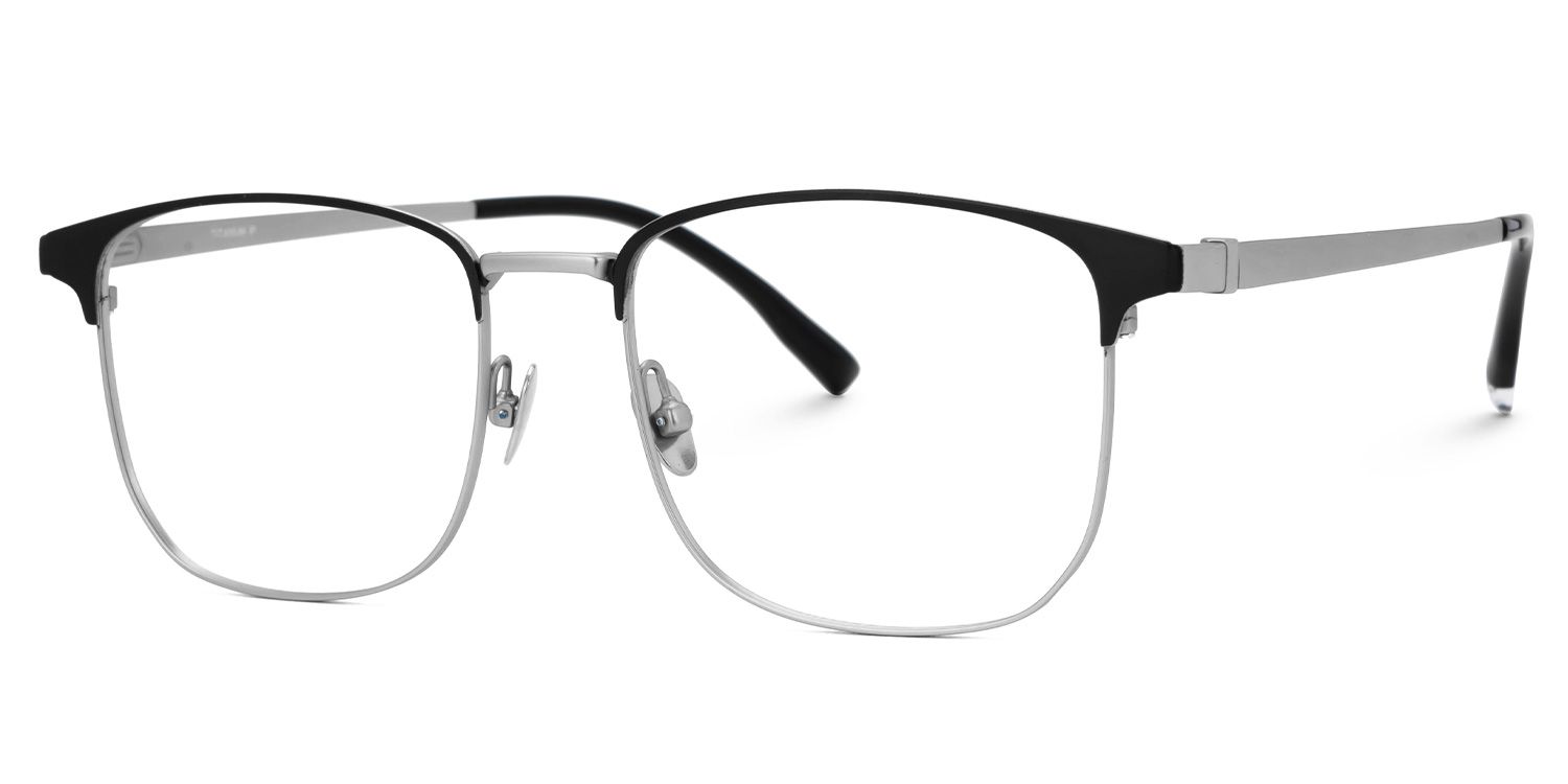 Rondon Titanium Rectangle Silver Frame Glasses | ZEELOOL Canada1