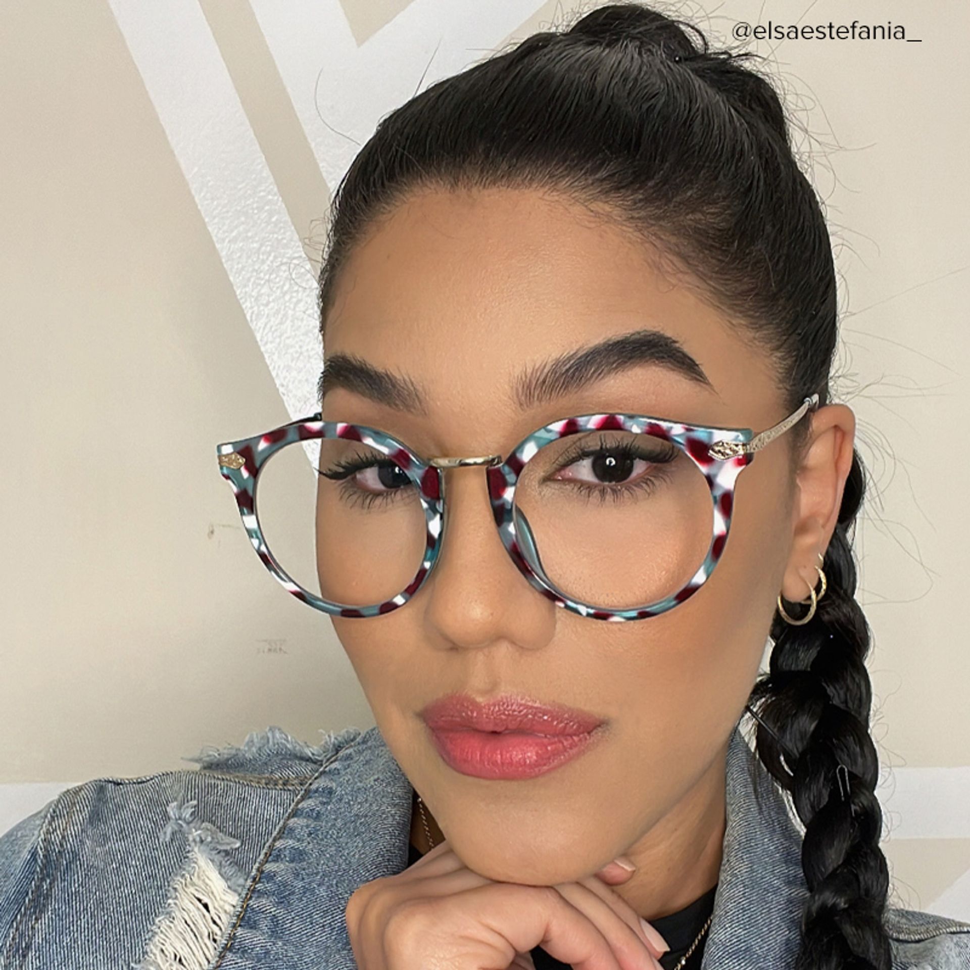 Quentina Round Blue Floral Frame Glasses | ZEELOOL Canada6