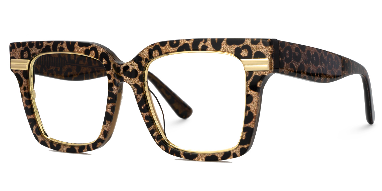 Taylor Square Gold Leopard Frame Glasses for females3