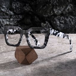 Keisa Square Black Marble Glasses0