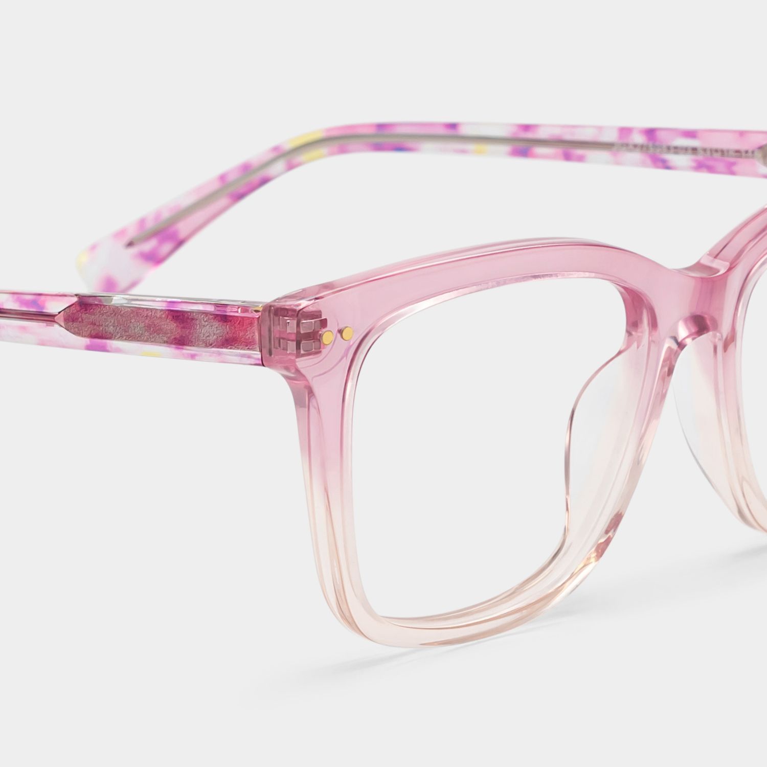 Layla Floral Pink Square Acetate Glasses for Women | ZEELOOL5