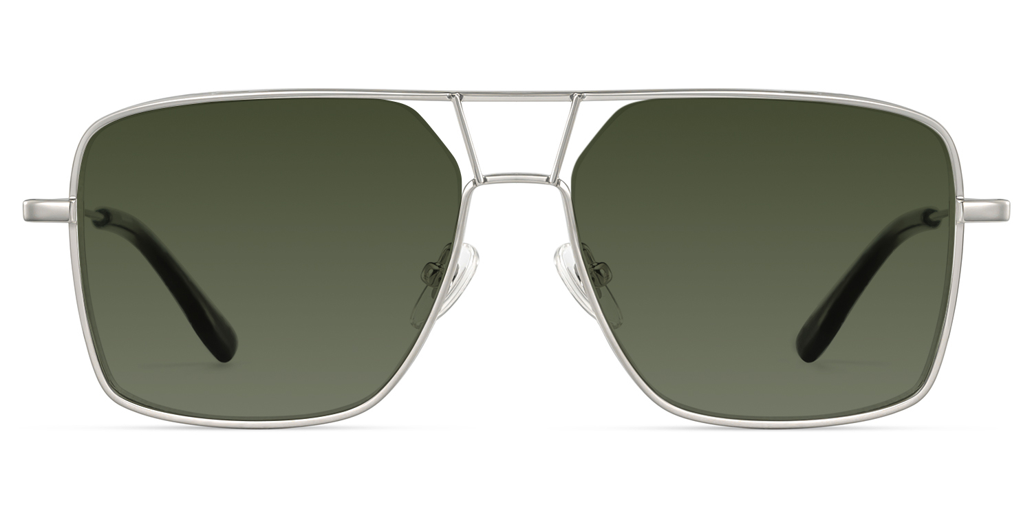 Angular rectangular aviators with a graphic edge.