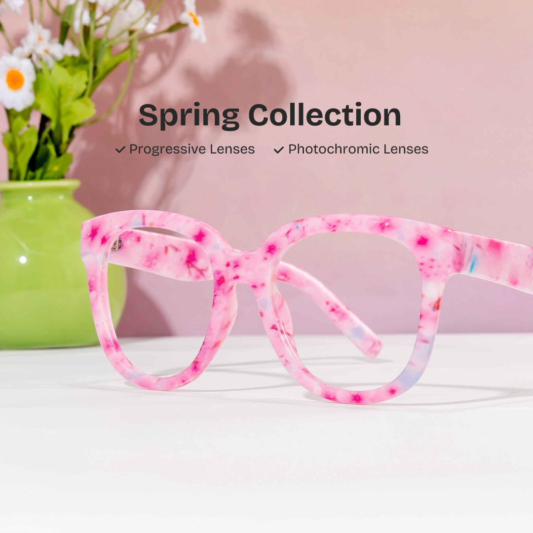 Pink Square Frame Glasses - Harrell on Sale | ZEELOOL Canada0