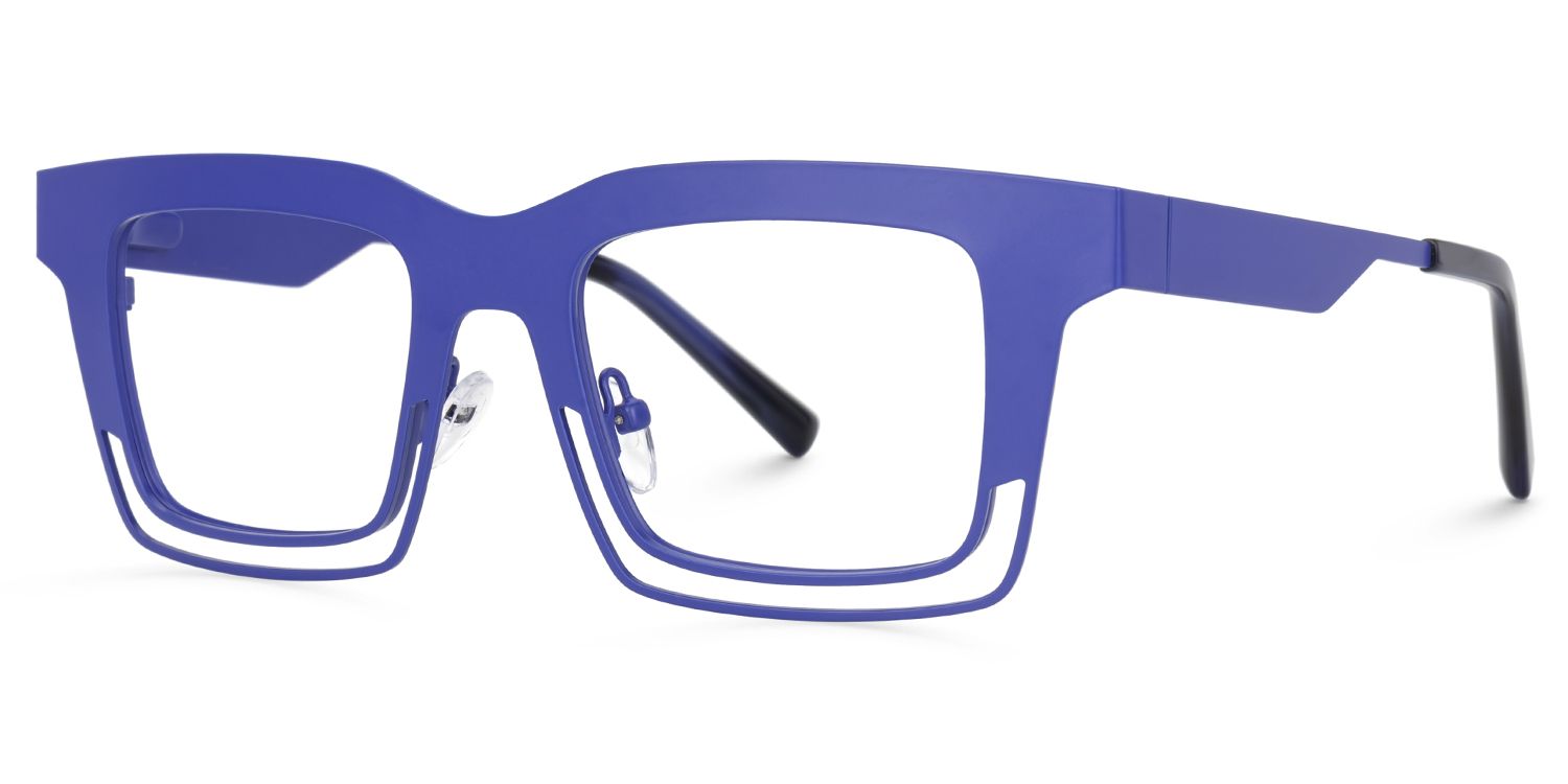 Evan Rectangle Blue Frame Eyeglasses for Males | ZEELOOL Canada1