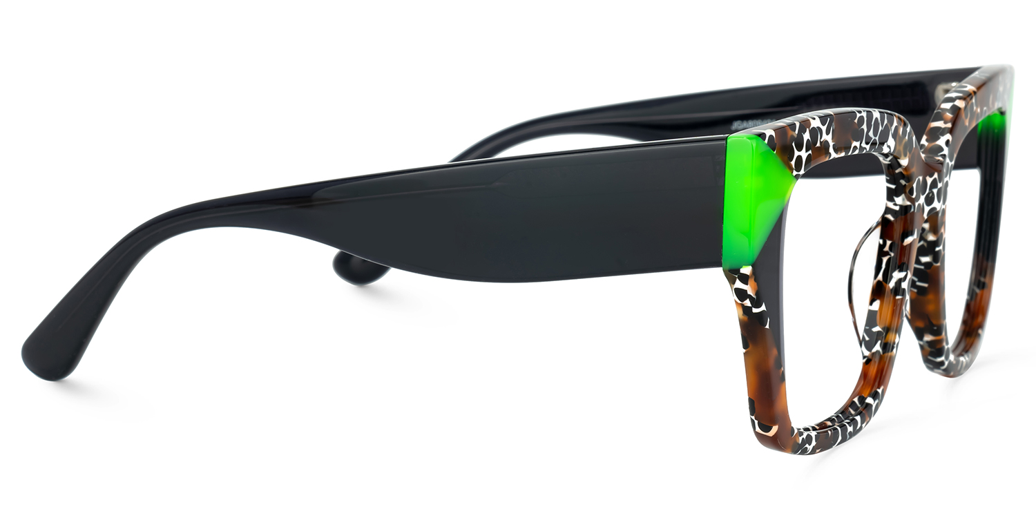 Clody Square Cheetah Print Glasses with Black Arms2